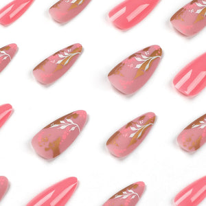 Pink Nails  Gold Foil Nail
