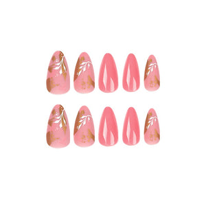 Pink Nails  Gold Foil Nail