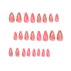 Pink Nails  Gold Foil Nail