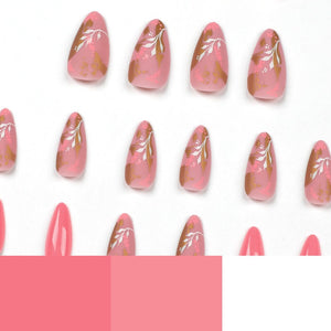 Pink Nails  Gold Foil Nail