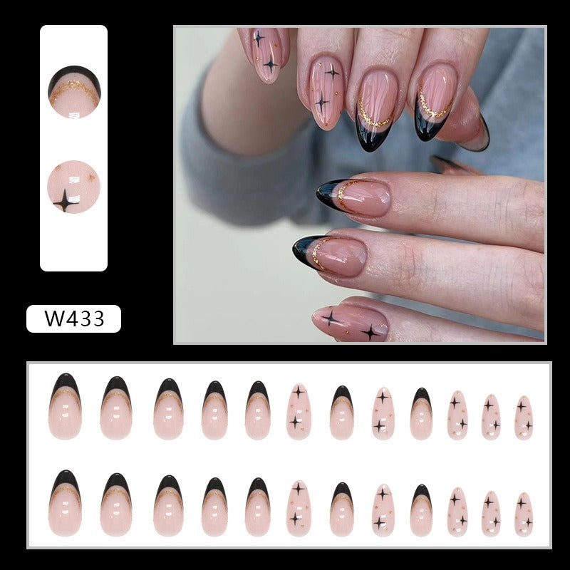 Black French Star Nails
