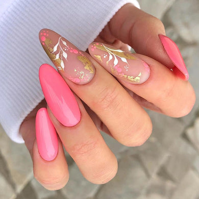 Pink Nails  Gold Foil Nail