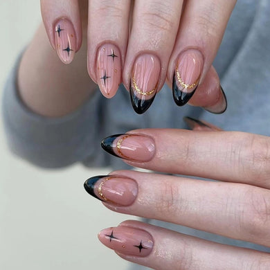 Black French Star Nails