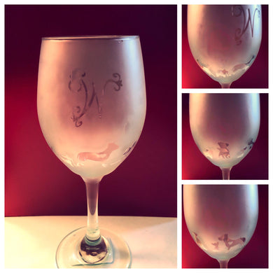 Monogrammed Wine Glasses-Etched Dog - Izzy Marie’s